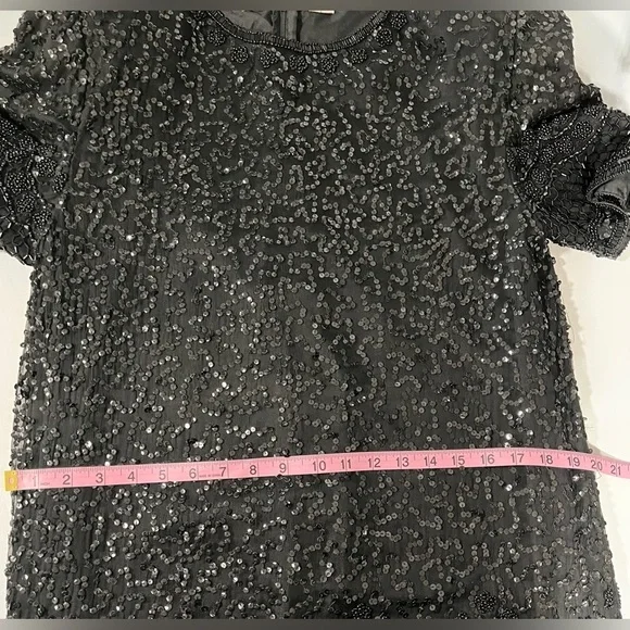 1980S LAURENCE KAZAR BLACK SILK
SEQUIN DRESS size Large - Picture 14 of 14